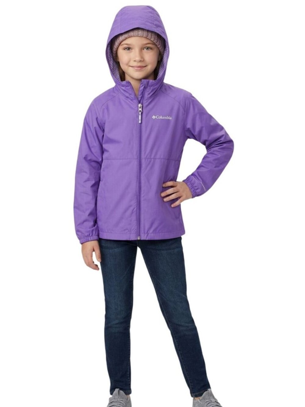 Columbia Girls' Paisley Purple Switchback II Water-Resistant Jacket Size Medium